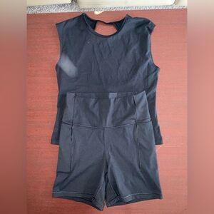 CALIA Workout Set Black Sleeveless Top and Biker Shorts